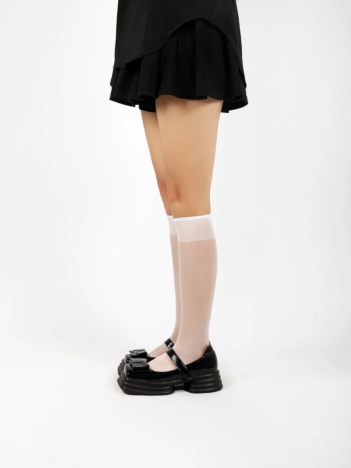 Glossy Leather Bow Mary Jane Black