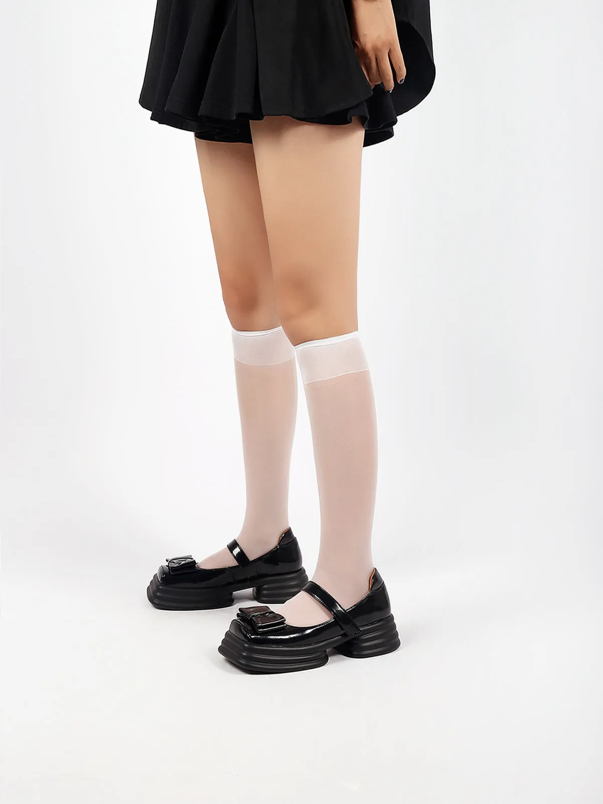 Glossy Leather Bow Mary Jane Black