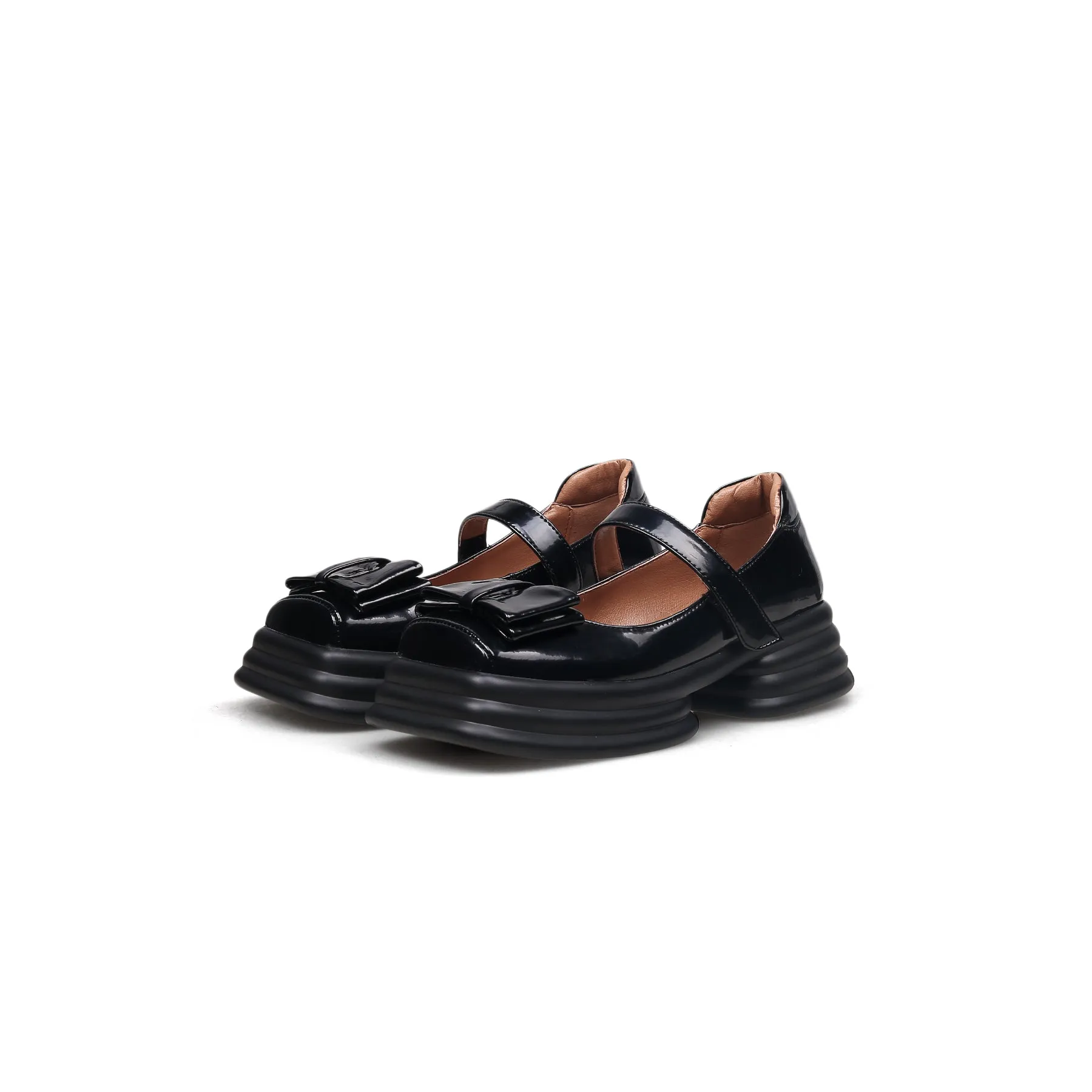 Glossy Leather Bow Mary Jane Black