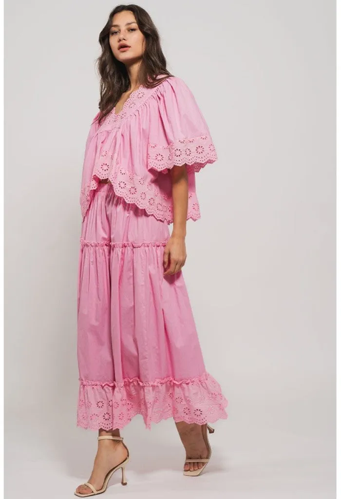 Golden Hour Midi Skirt-Pink