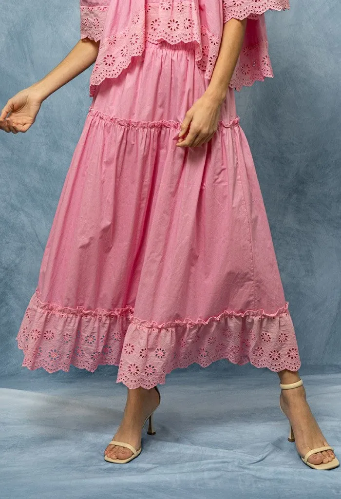 Golden Hour Midi Skirt-Pink