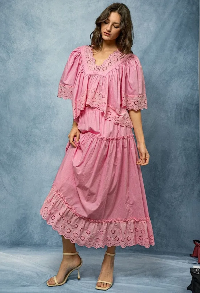 Golden Hour Midi Skirt-Pink