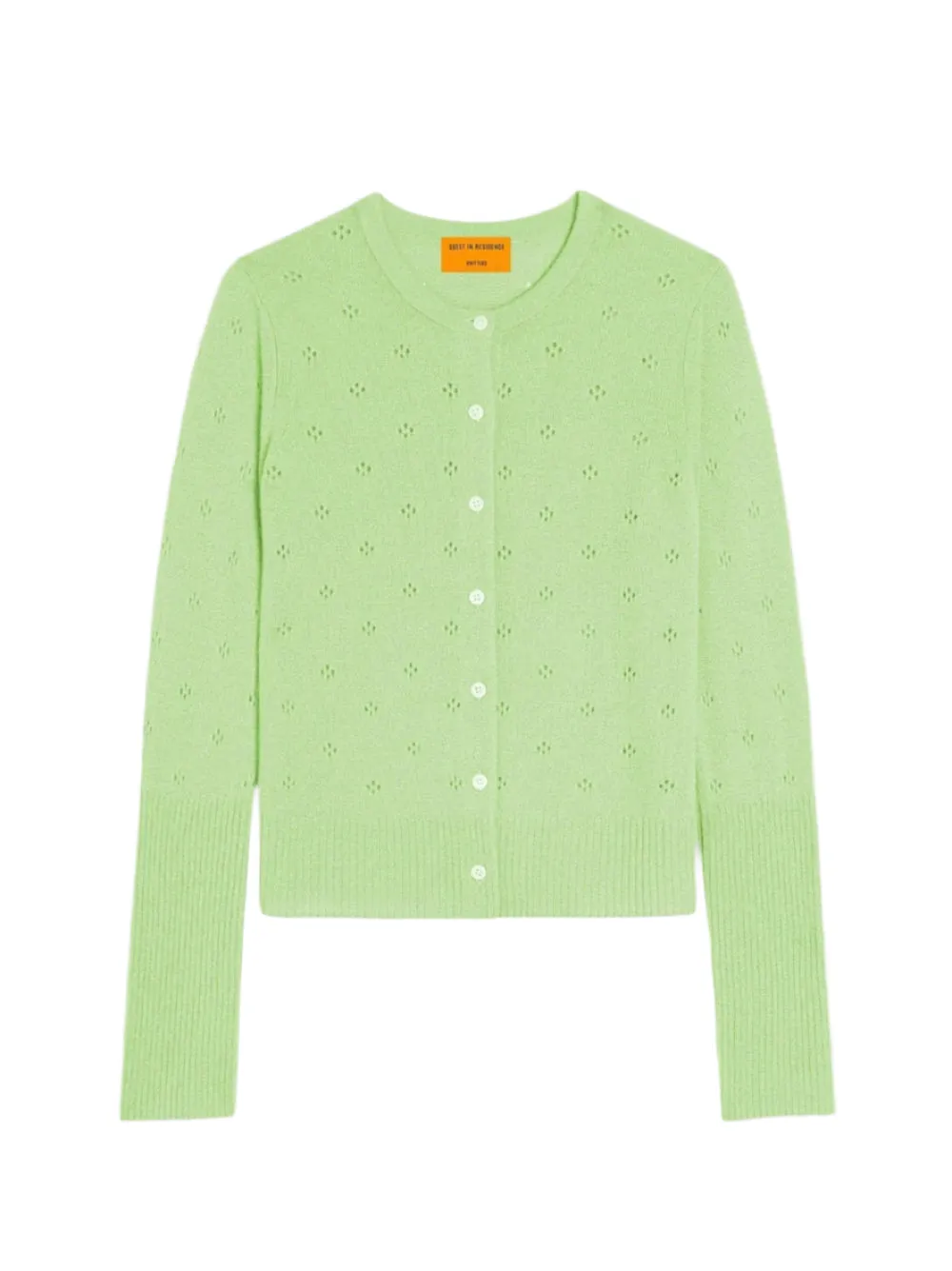 Guest in Residence Jane Pointelle Cardigan in Mint