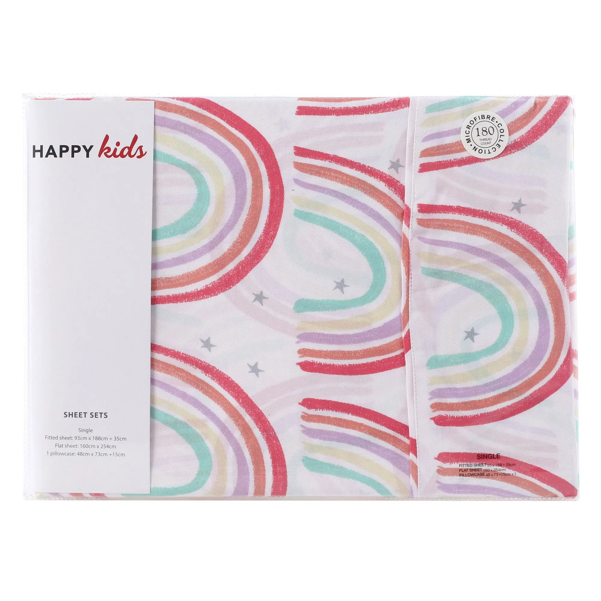 Happy Kids Rainbow Printed Microfibre Sheet Set