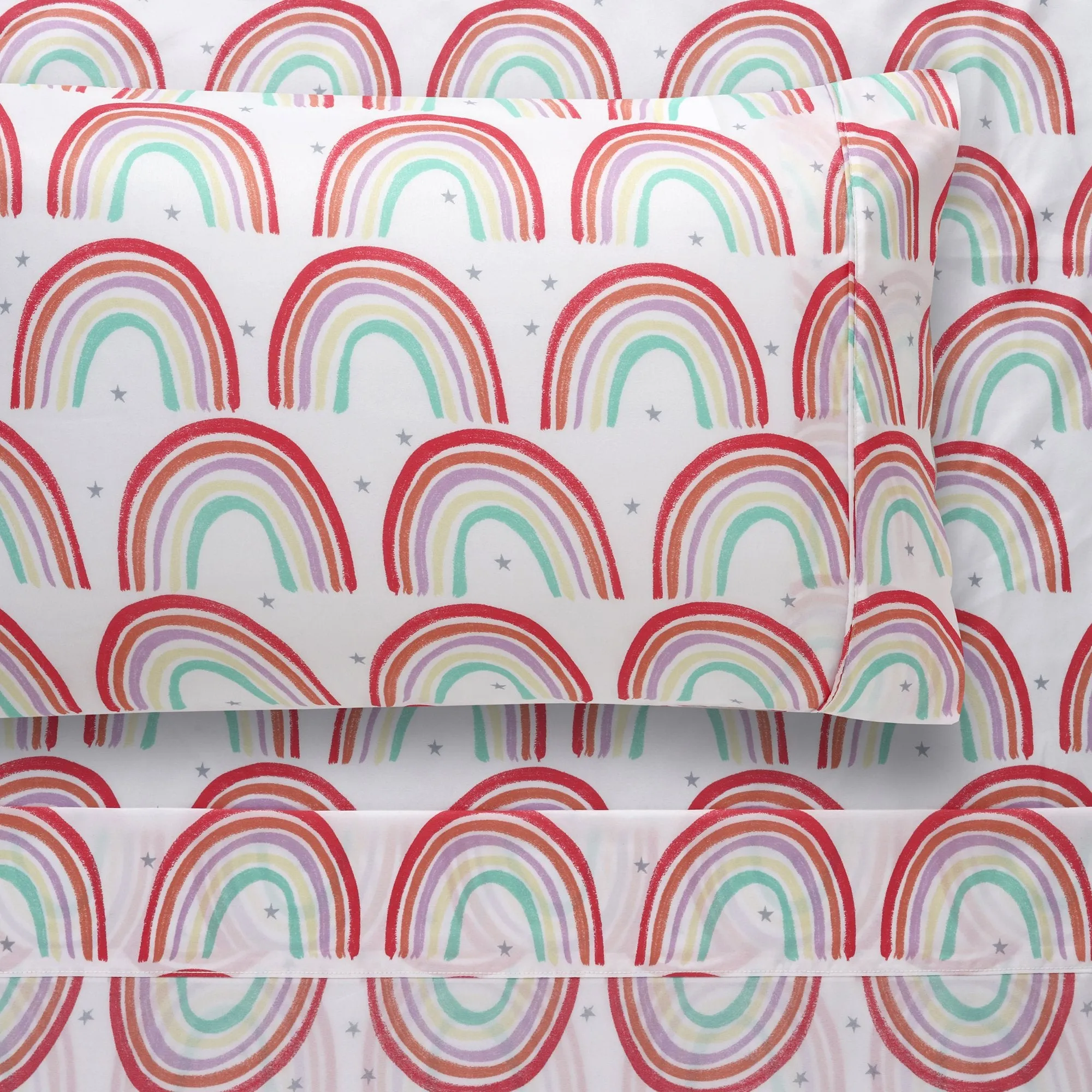Happy Kids Rainbow Printed Microfibre Sheet Set