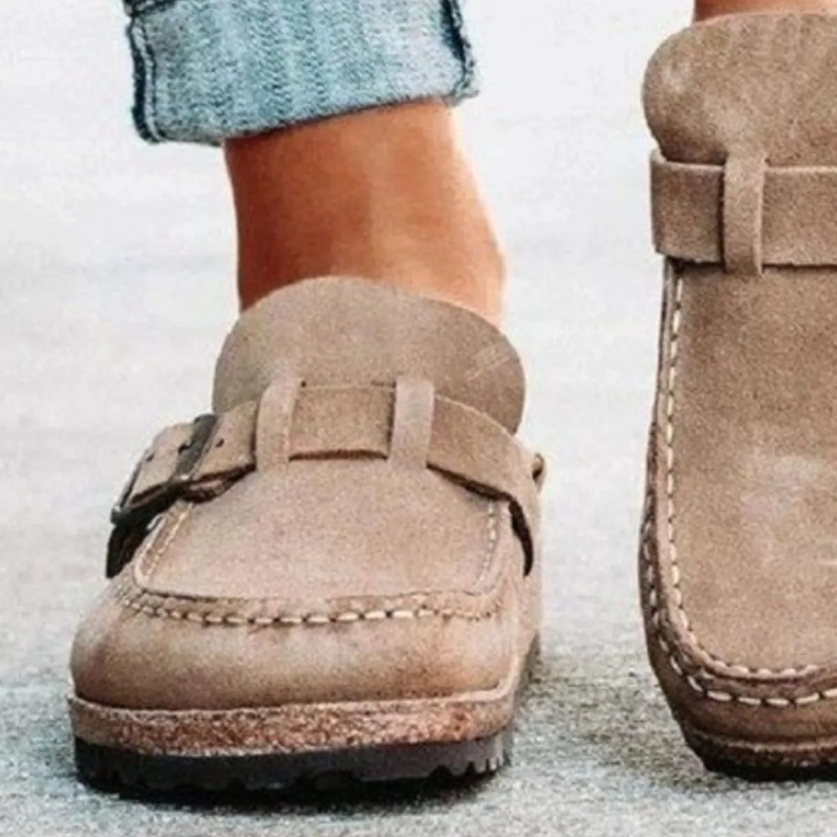 Hazel Blues® |  Round Toe Low Heel Buckle Sneakers