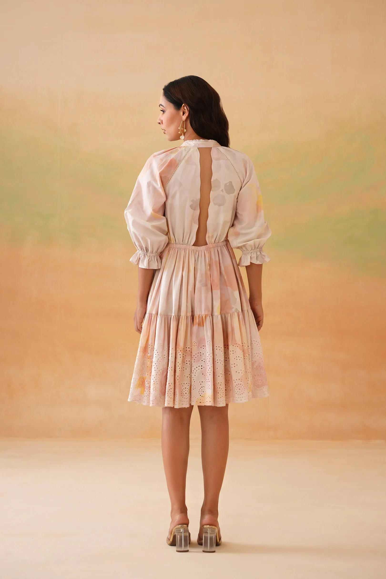 Hazy Bloom Short Tiered Dress