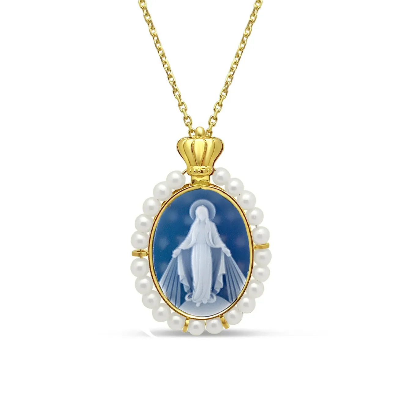 Imperial 14k Gold Miraculous Mary Pearl Medallion