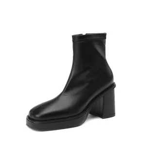 Isla Square Toe Platform Boots Black