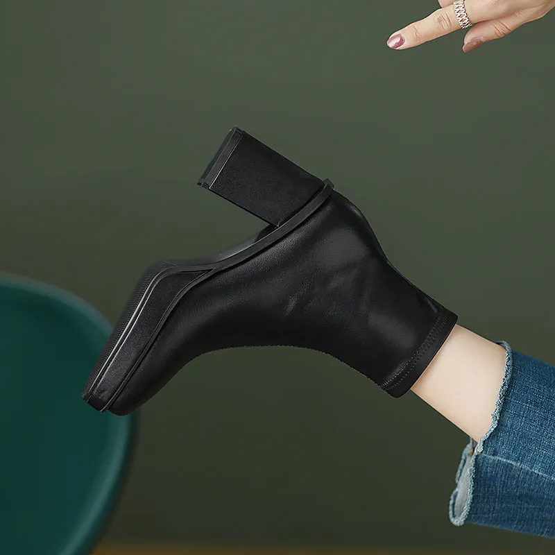 Isla Square Toe Platform Boots Black