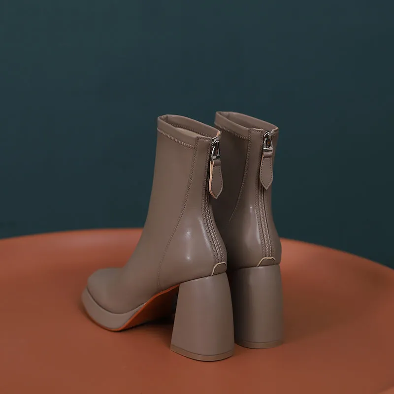 Itzel Platform Grey Heeled Boots