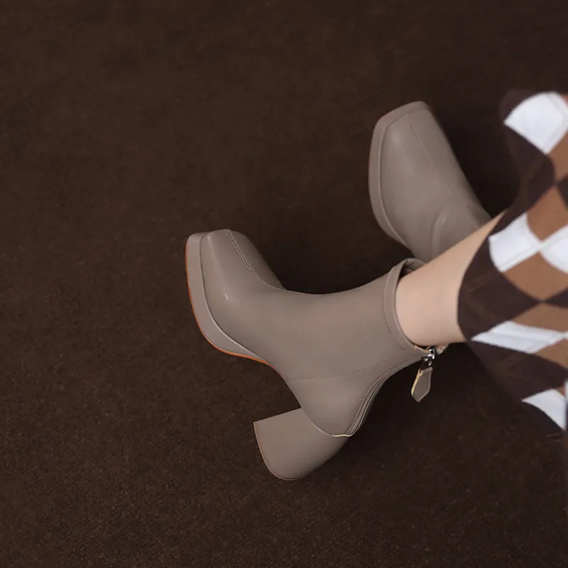 Itzel Platform Grey Heeled Boots