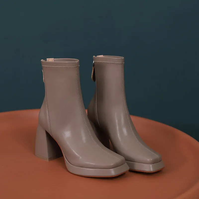 Itzel Platform Grey Heeled Boots