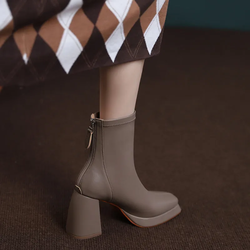 Itzel Platform Grey Heeled Boots