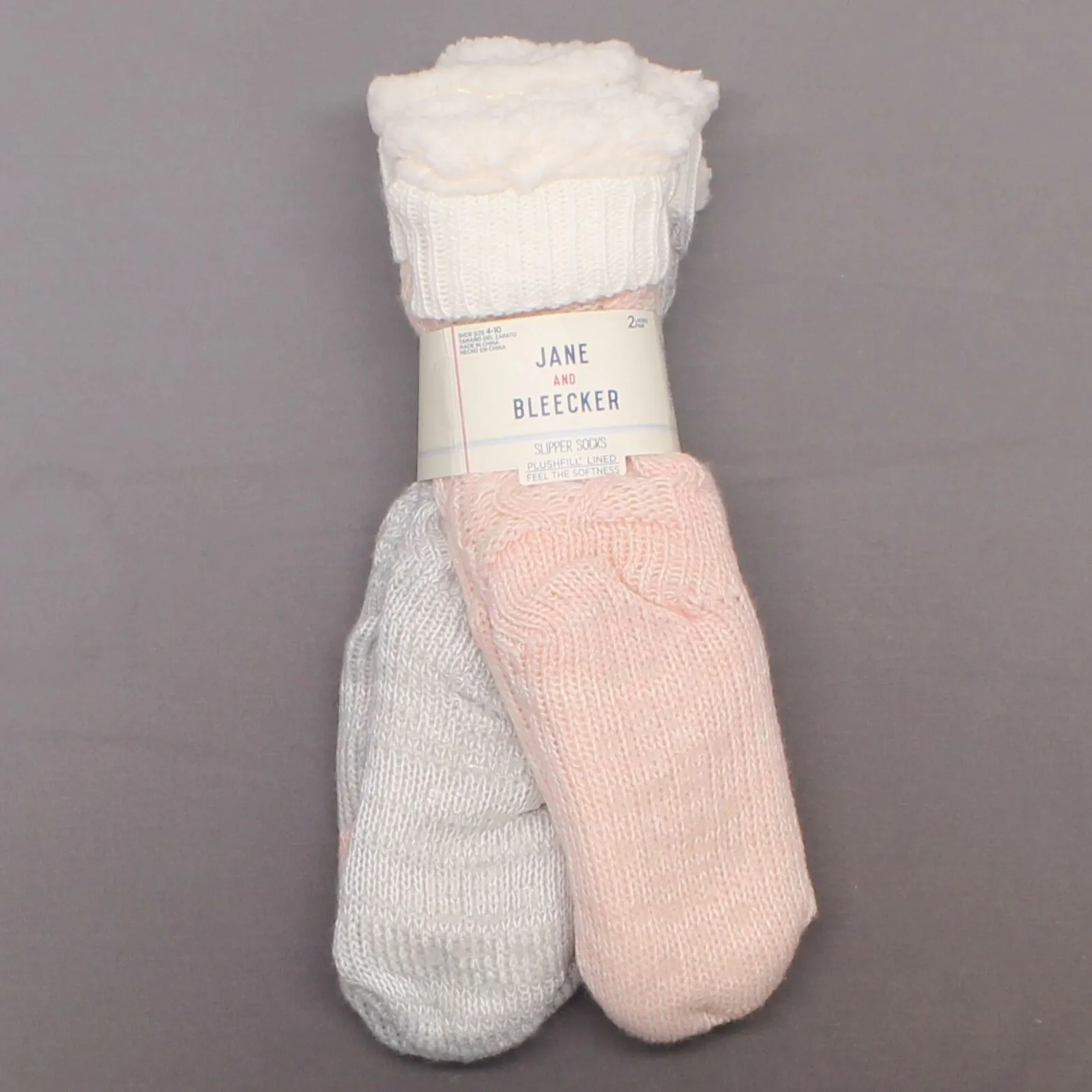 Jane and Bleecker Women's 2 Pack Sherpa Lined Slipper Socks
