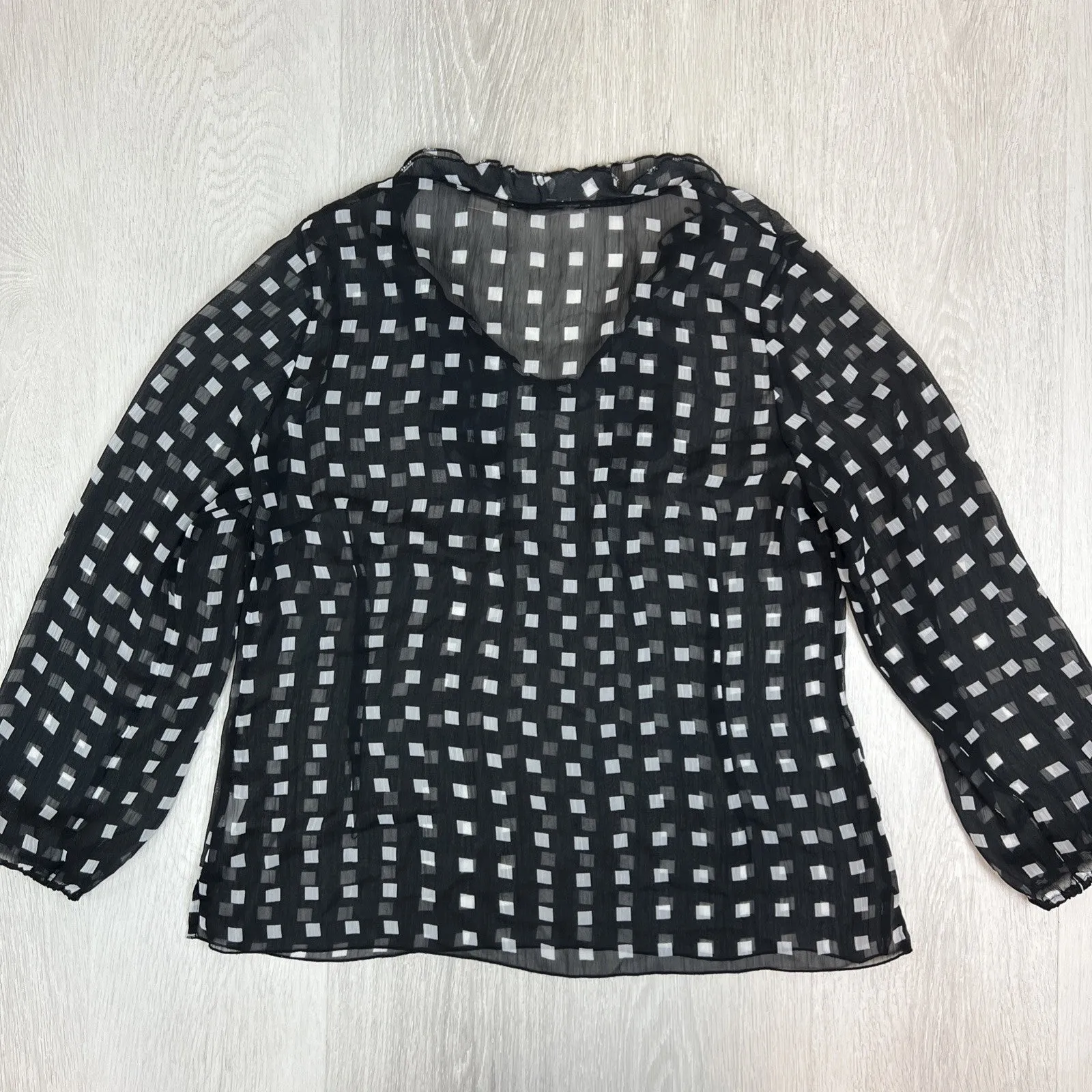 Jane Lamerton Womens Black Sheer Long Sleeve Top Blouse Size 14