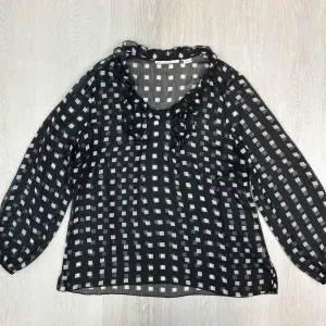 Jane Lamerton Womens Black Sheer Long Sleeve Top Blouse Size 14