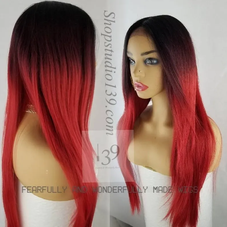 Jane Red ombre Blended lace front wig with shifting part perfect for all skin tones
