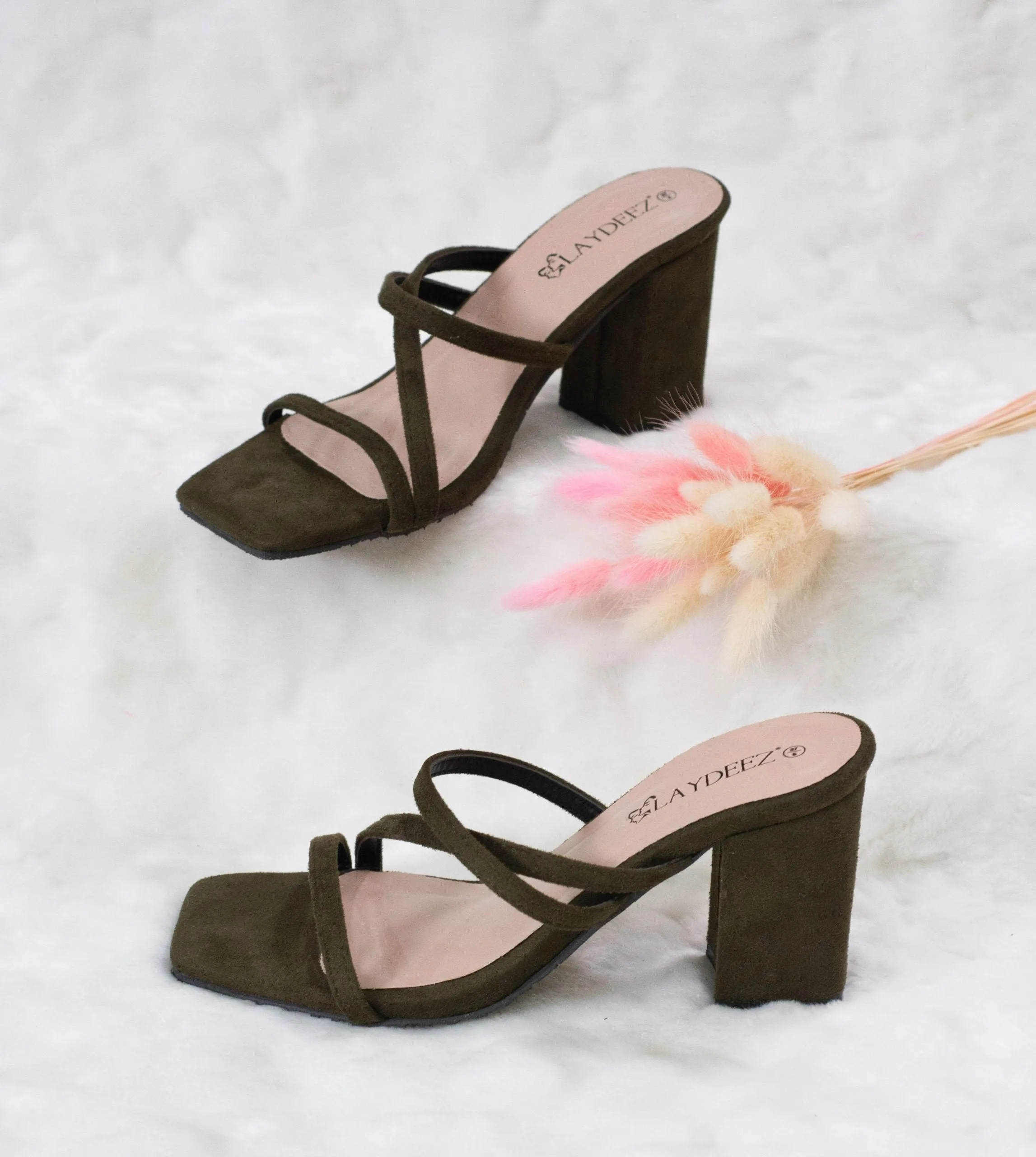 June Square Toe Block Heels