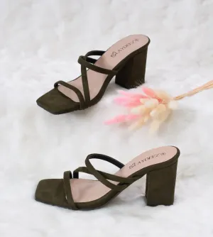 June Square Toe Block Heels