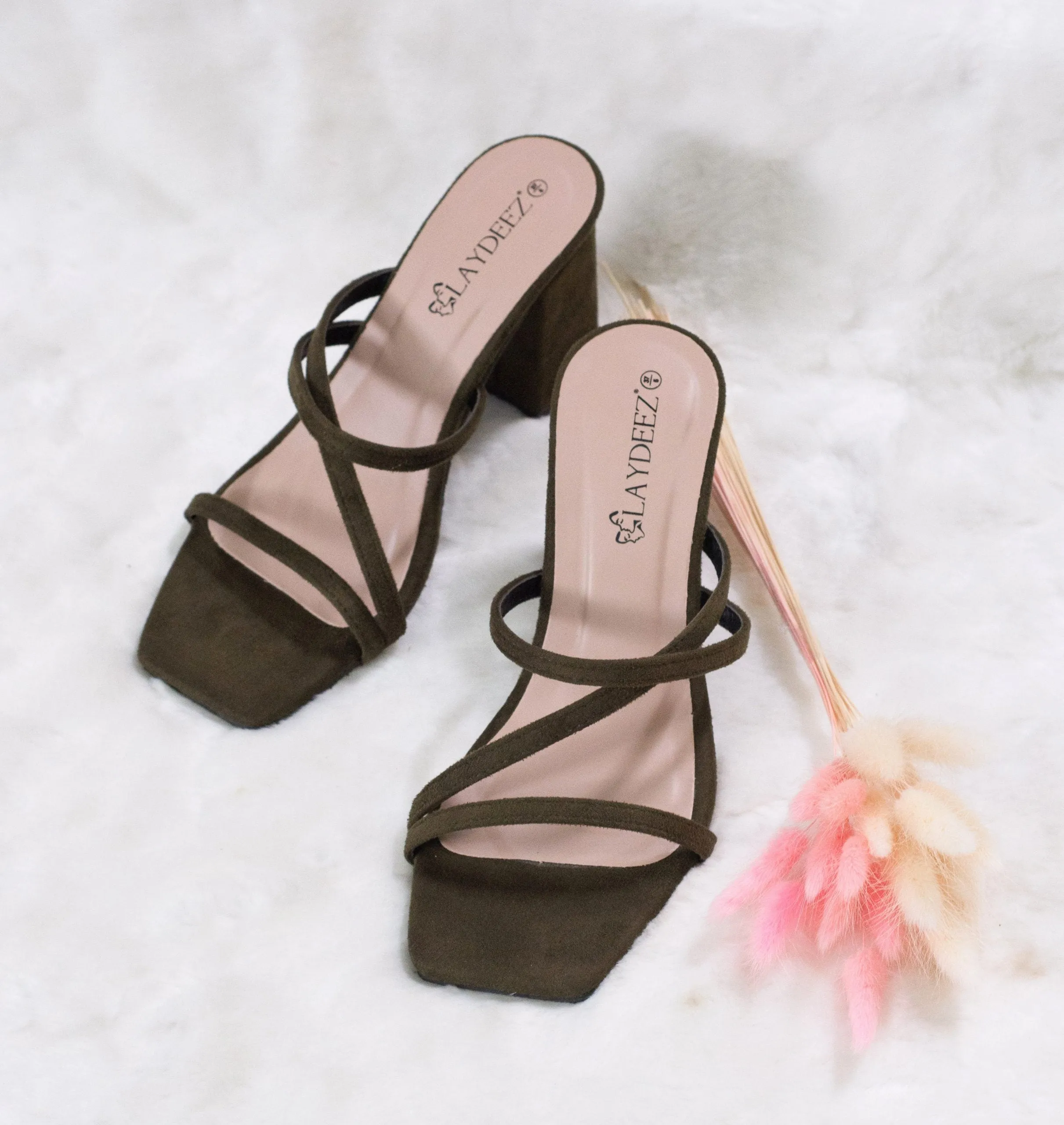June Square Toe Block Heels