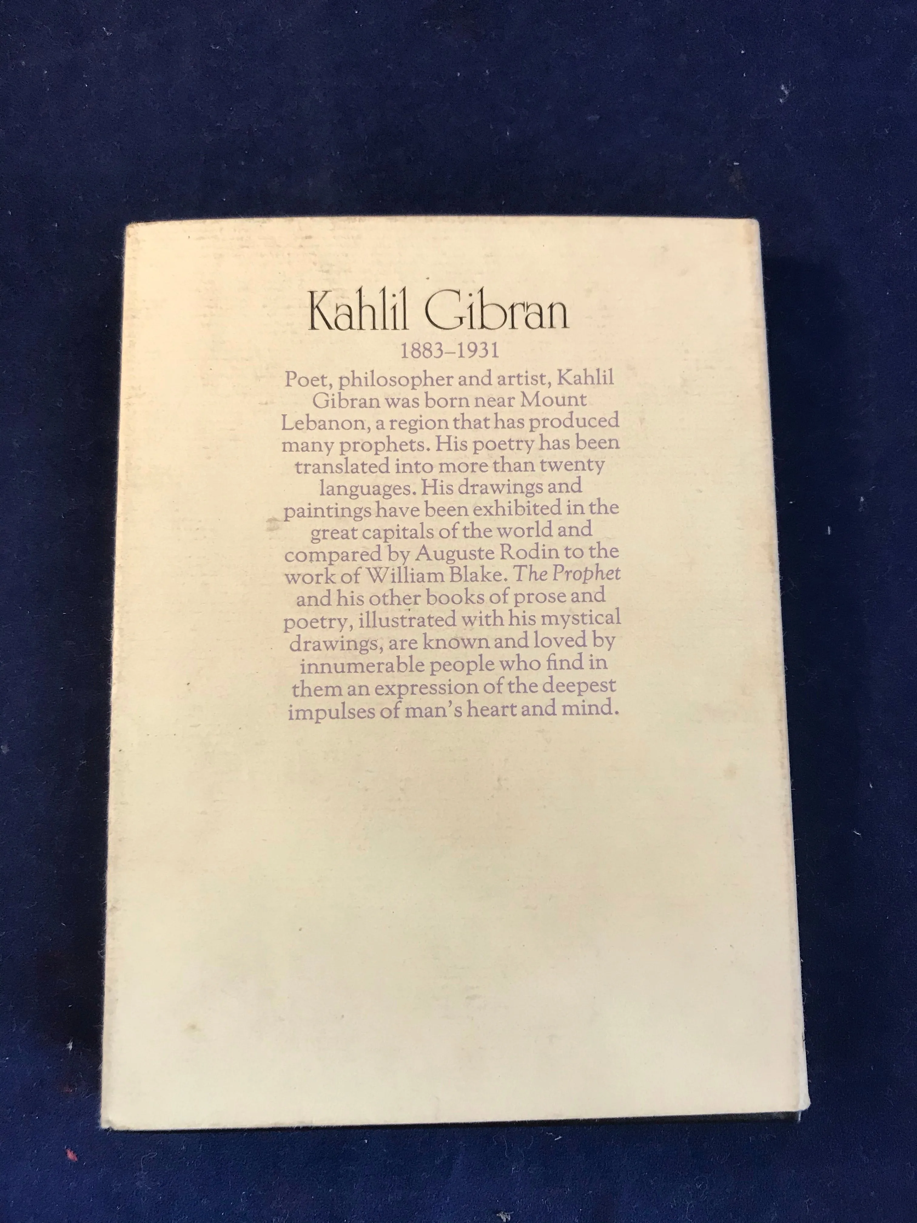 Kahlil Gibran - The Prophet, Heinemann, London, 1975, Inscribed by the Author to Richard Dalby