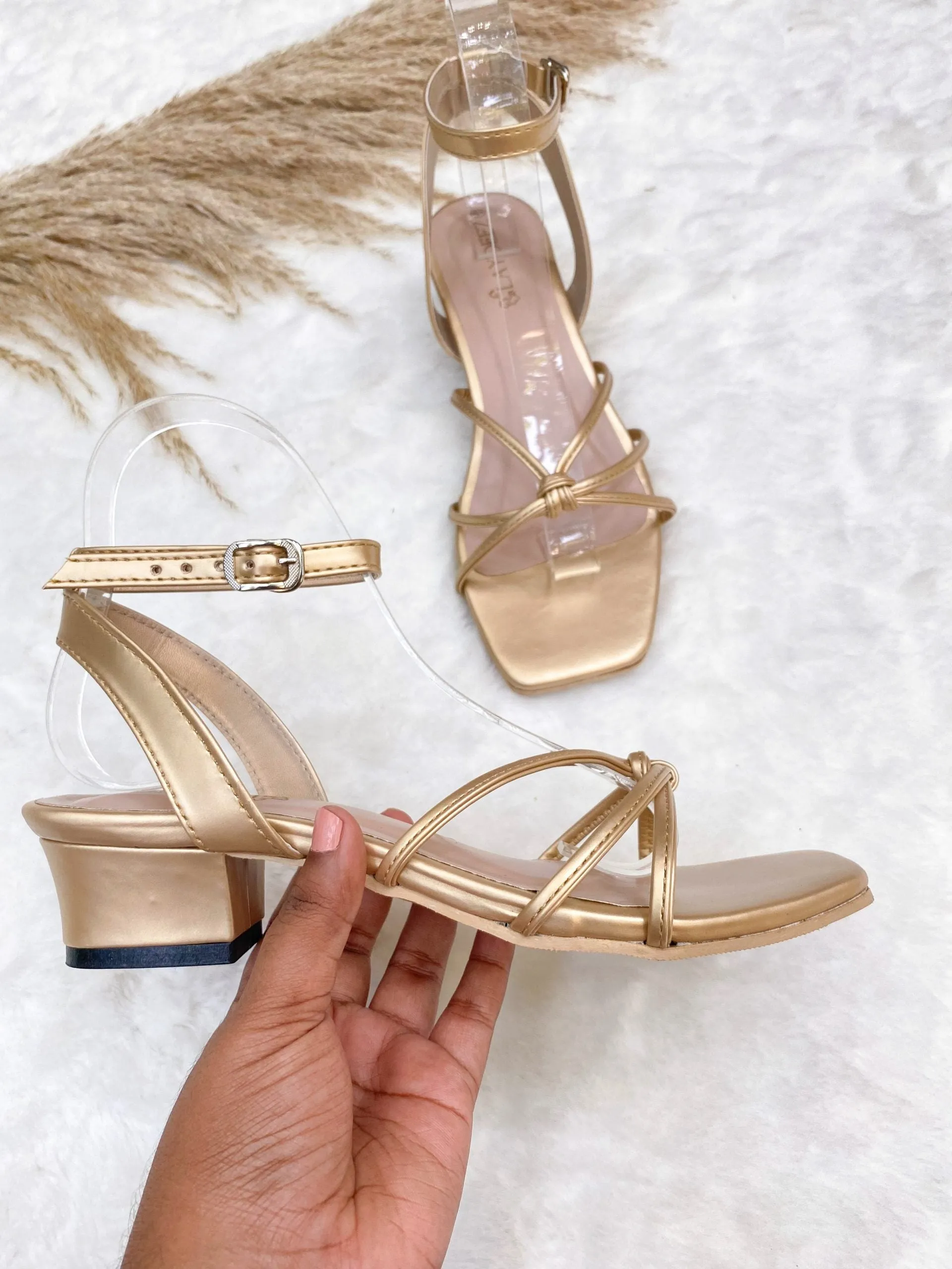Knotted Low Block Heels