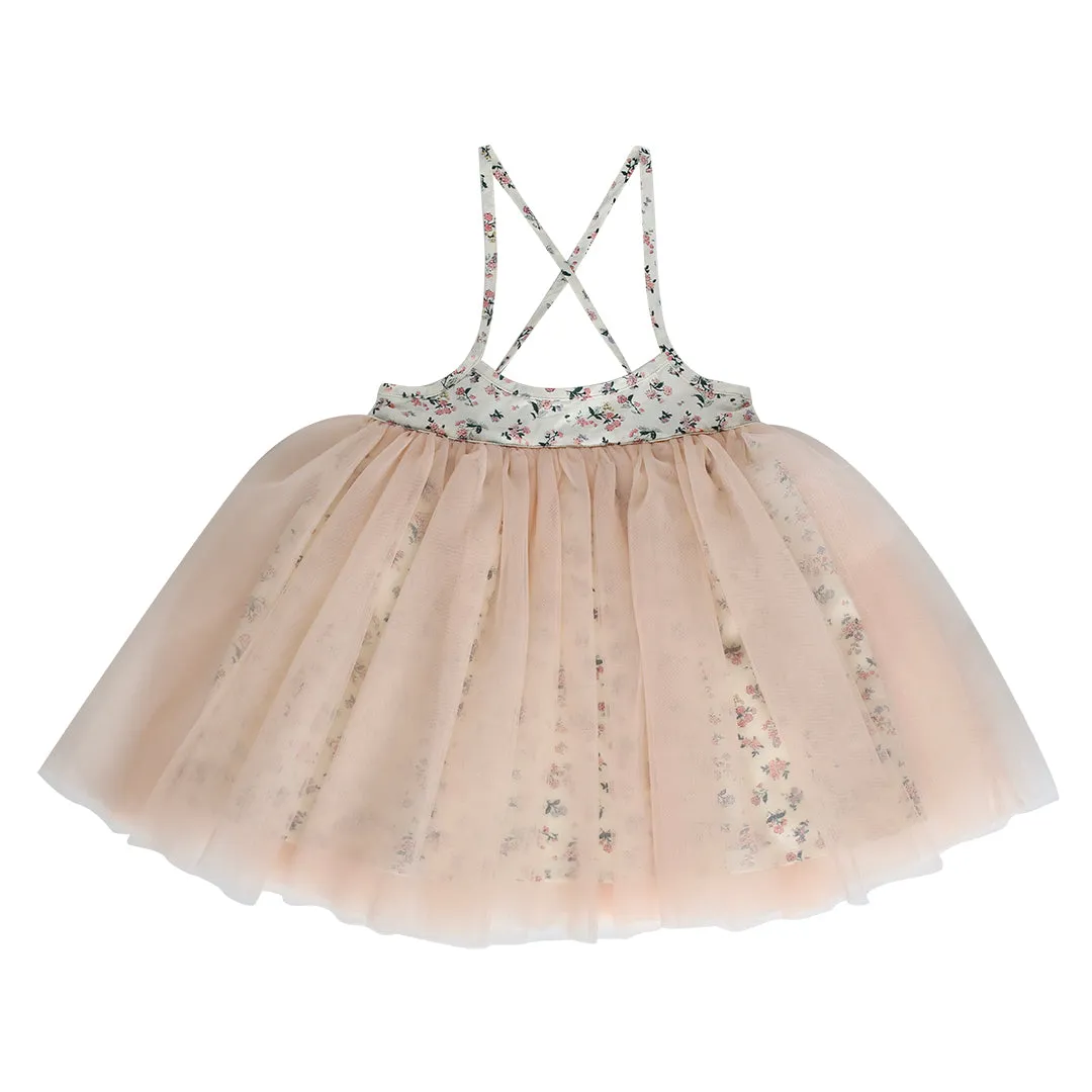 laced-up tutu skirt - geranium floral