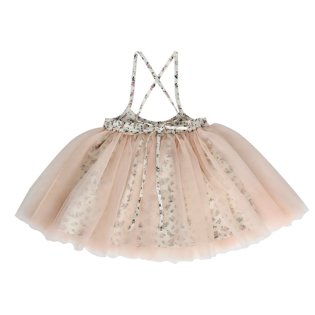 laced-up tutu skirt - geranium floral