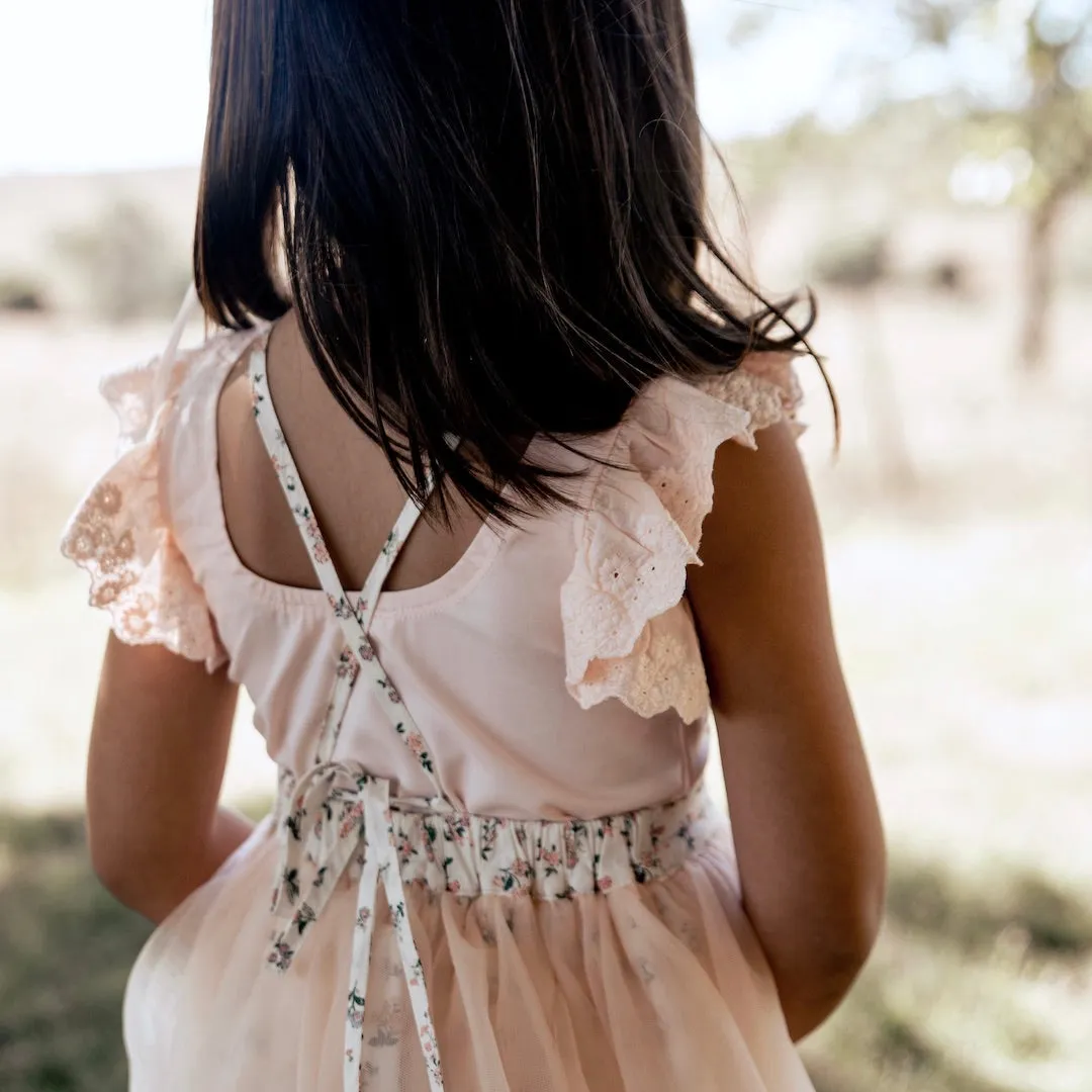 laced-up tutu skirt - geranium floral