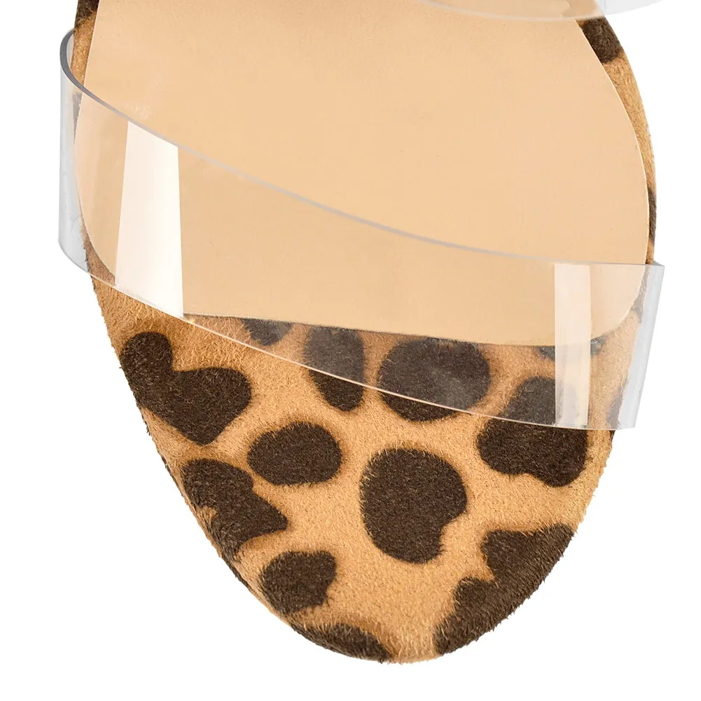 Leopard Suede Platform Wedge High Heels Sandals