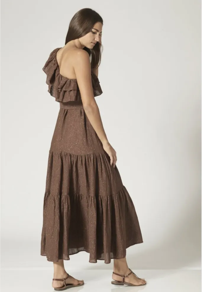 Lisa Marie Fernandez arden chocolate metallic gauze dress