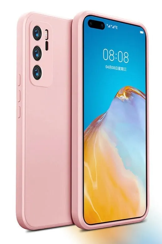 Luxury Square Liquid Silicone Soft Phone Case For Huawei P Series