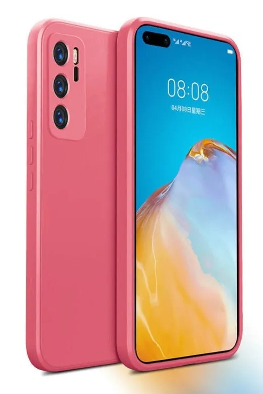 Luxury Square Liquid Silicone Soft Phone Case For Huawei P Series