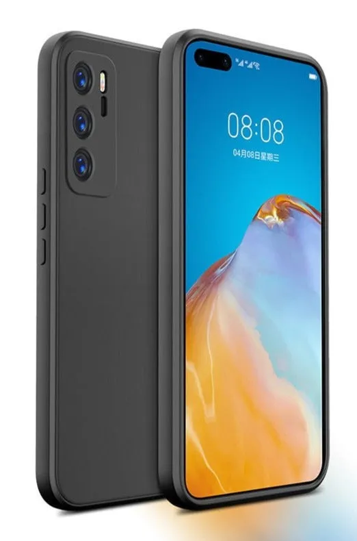 Luxury Square Liquid Silicone Soft Phone Case For Huawei P Series