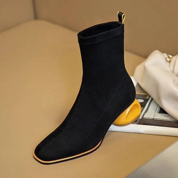 Lydiashoes Women Square Toe Block Heels Boots