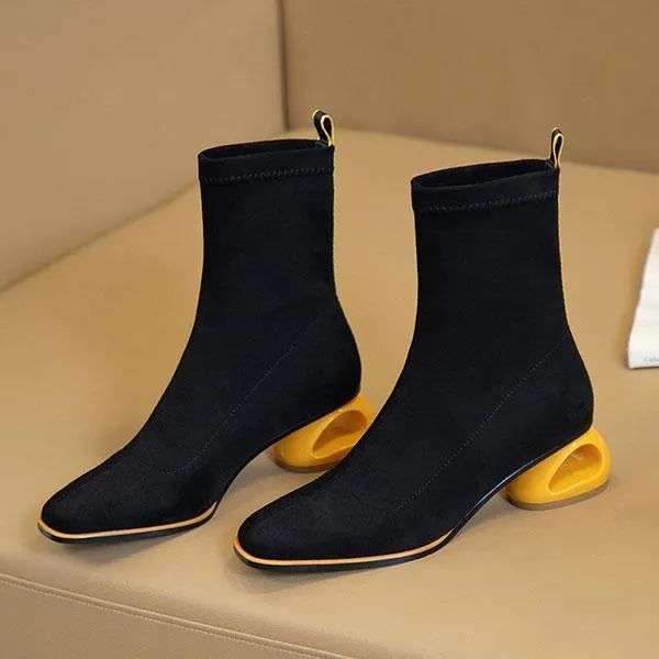 Lydiashoes Women Square Toe Block Heels Boots