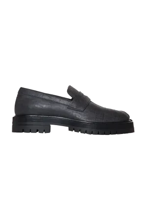 Maison Margiela Scratched Waxy Leather Tabi County Loafer Black
