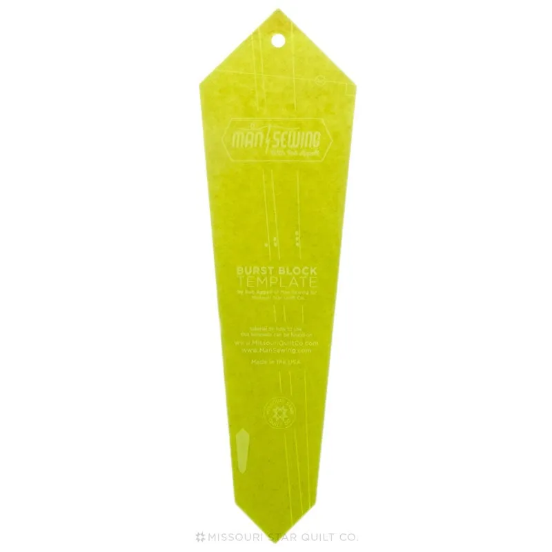 Man Sewing Burst Block Template for 10" Squares