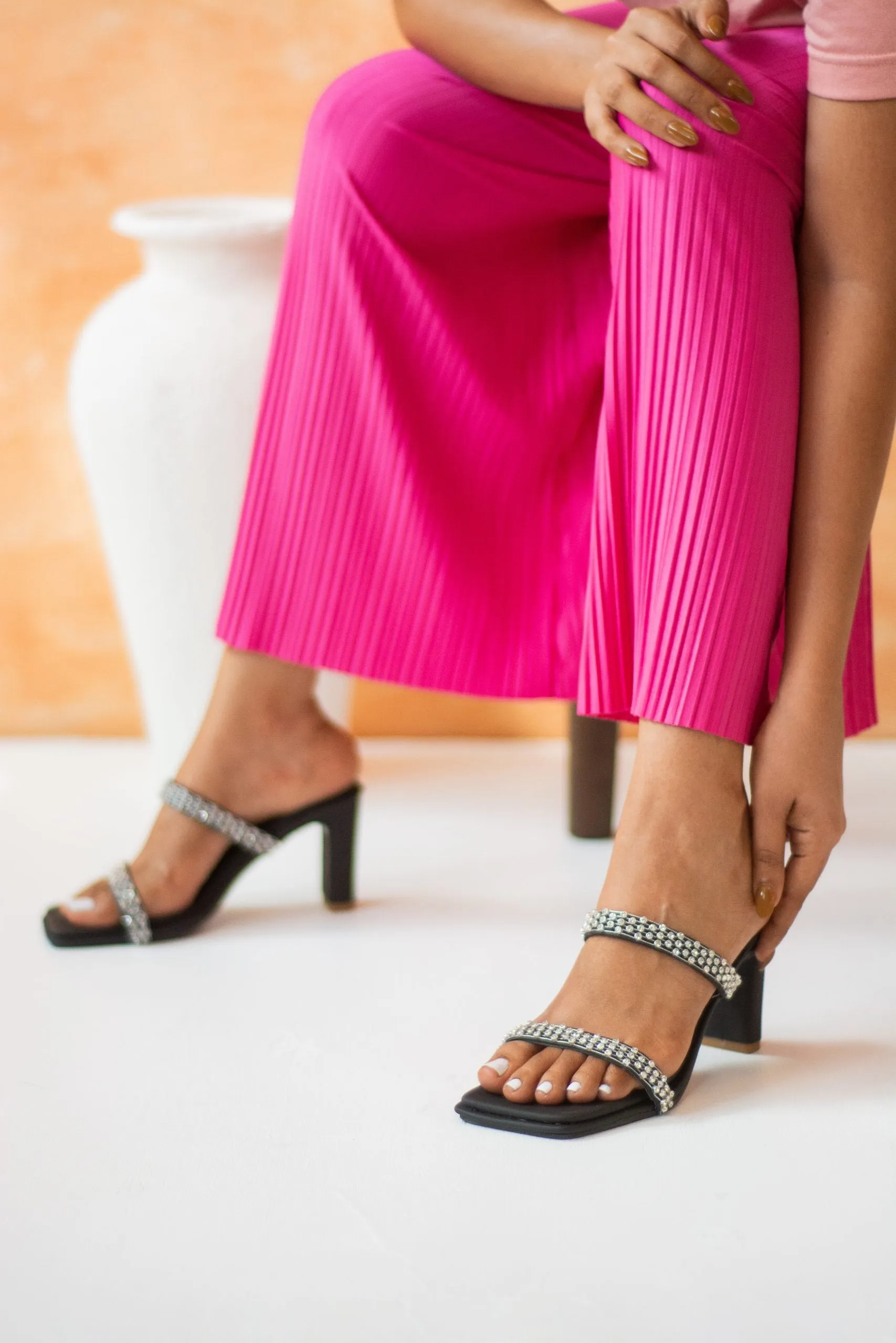 Marigold Embellished Block Heels