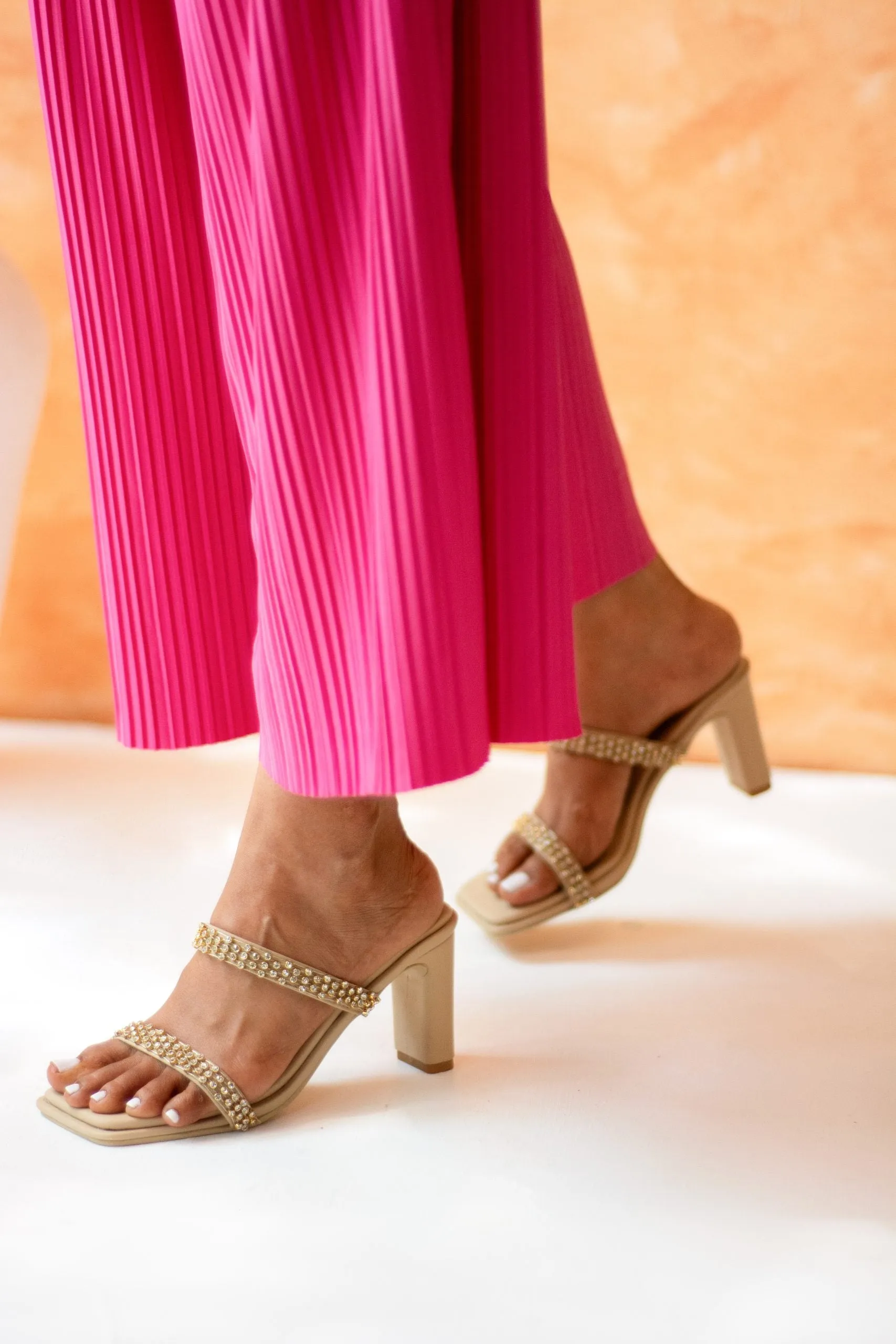 Marigold Embellished Block Heels