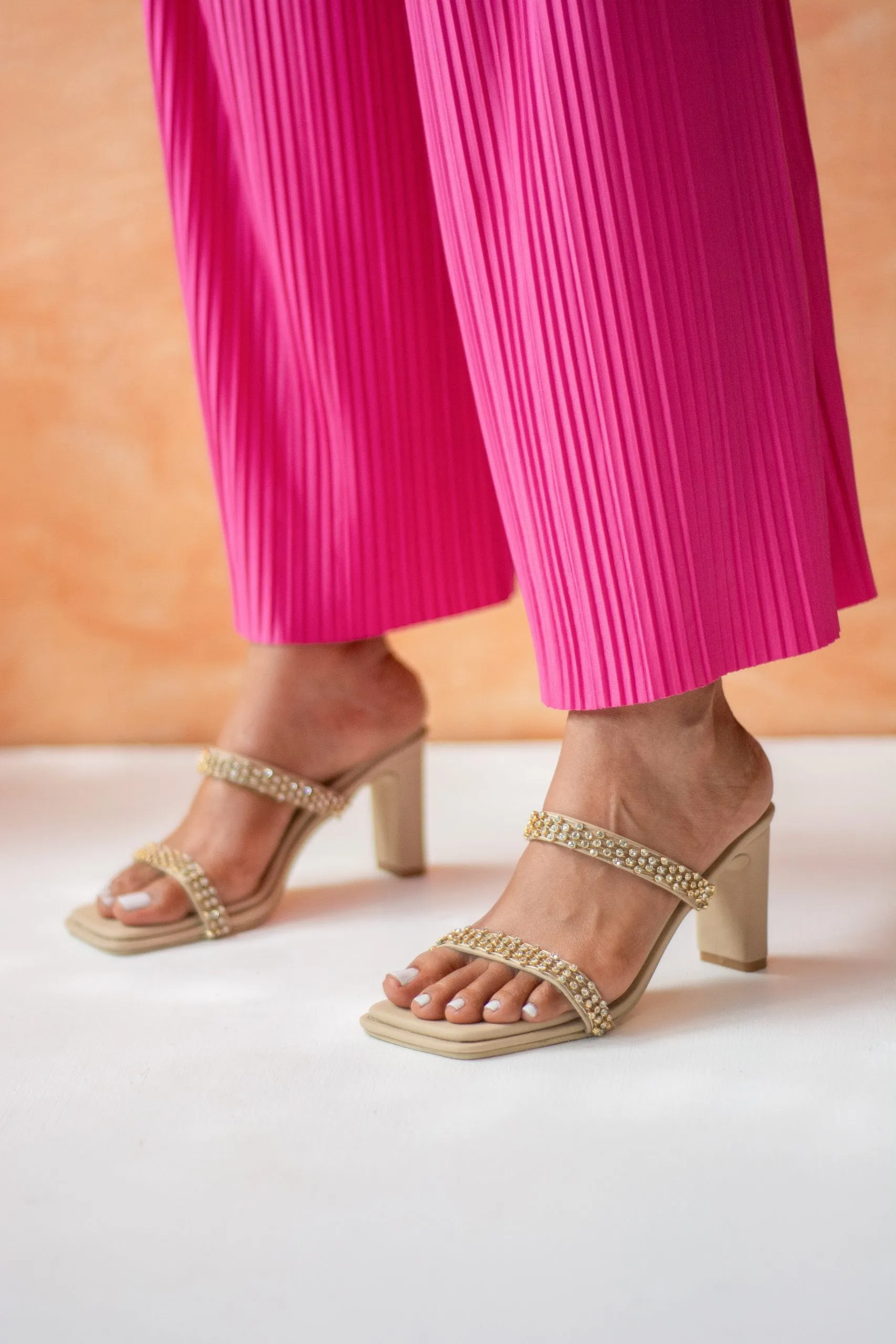 Marigold Embellished Block Heels