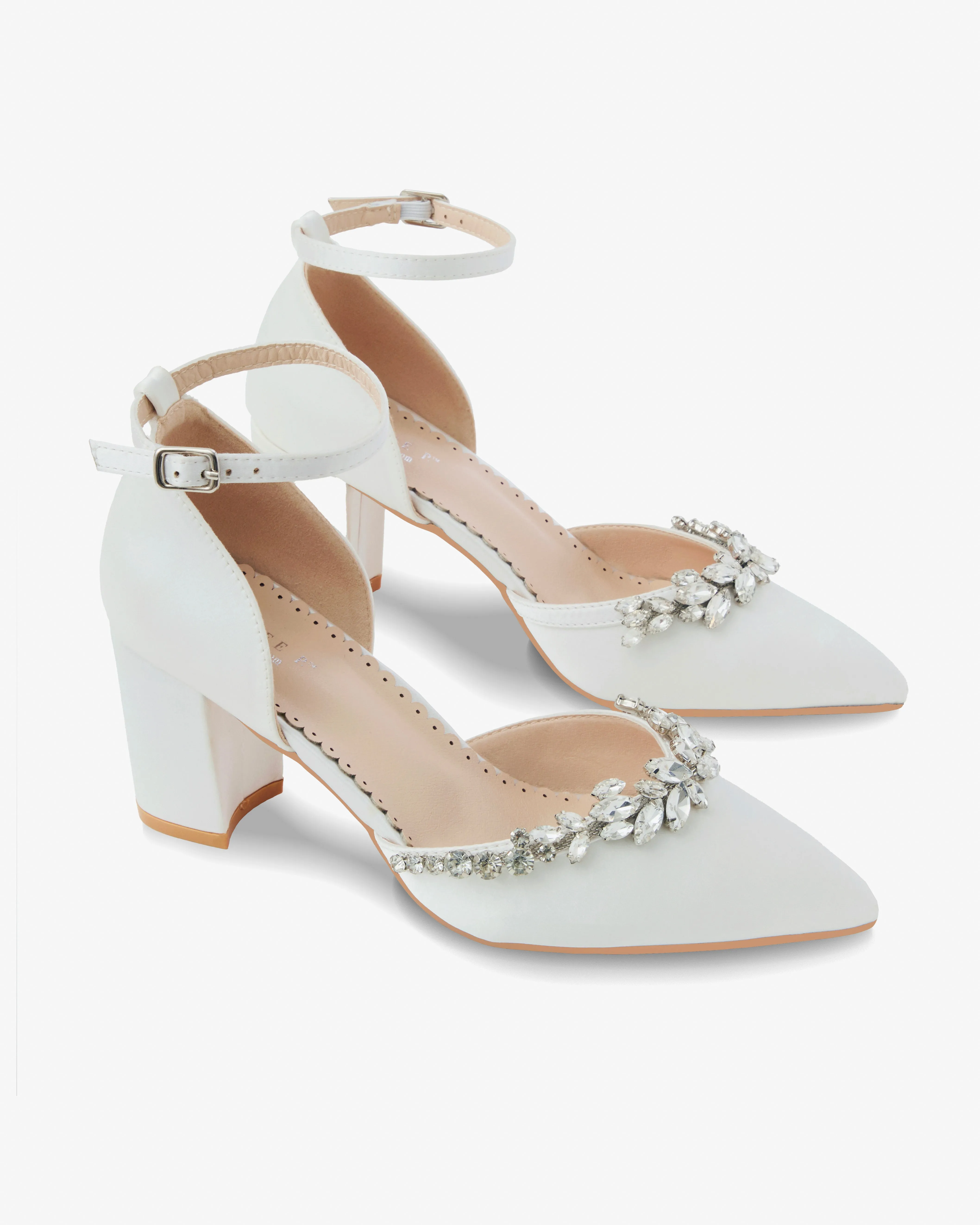Marquise Rhinestone Block Heel Wedding Shoes