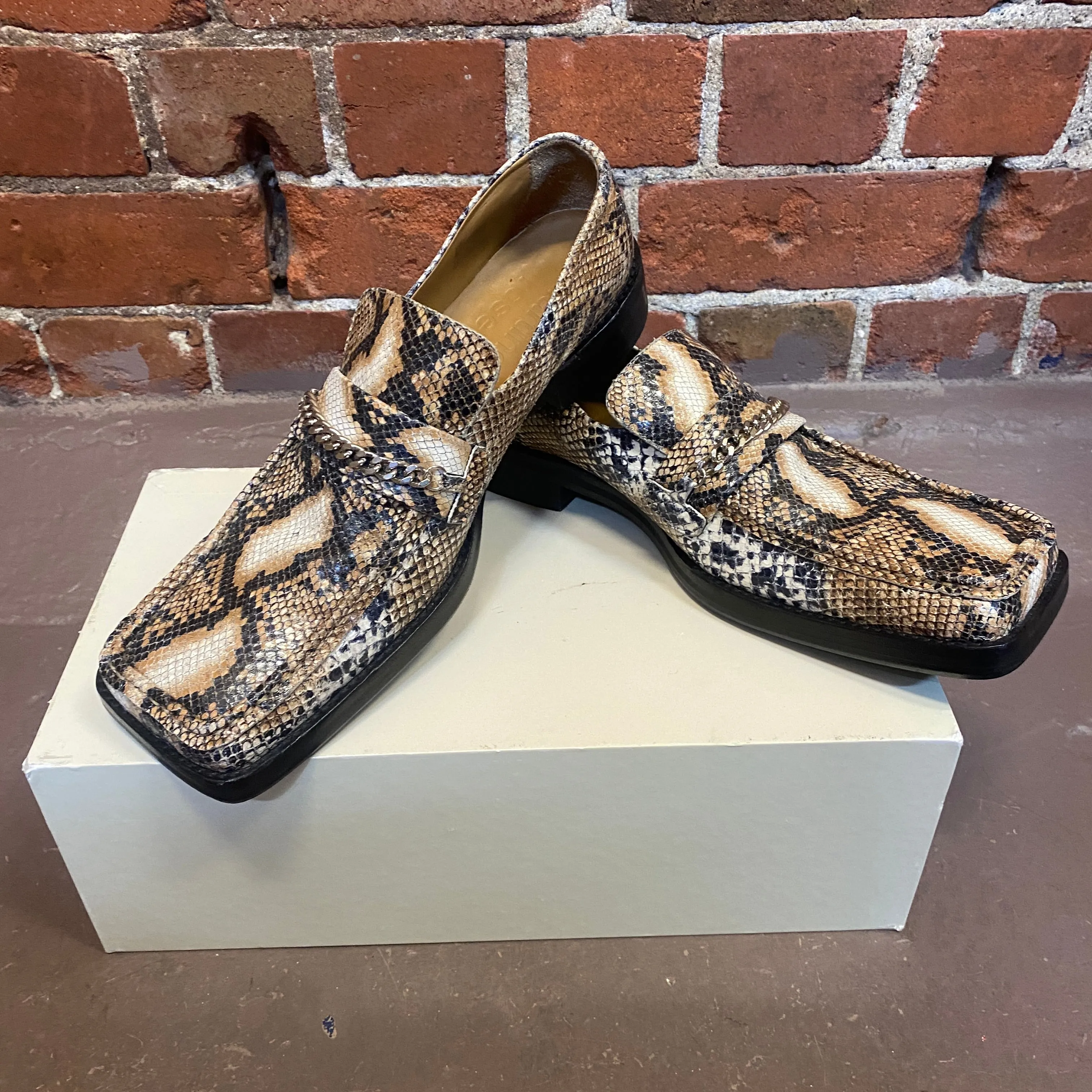 MARTINE ROSE snake print loafers