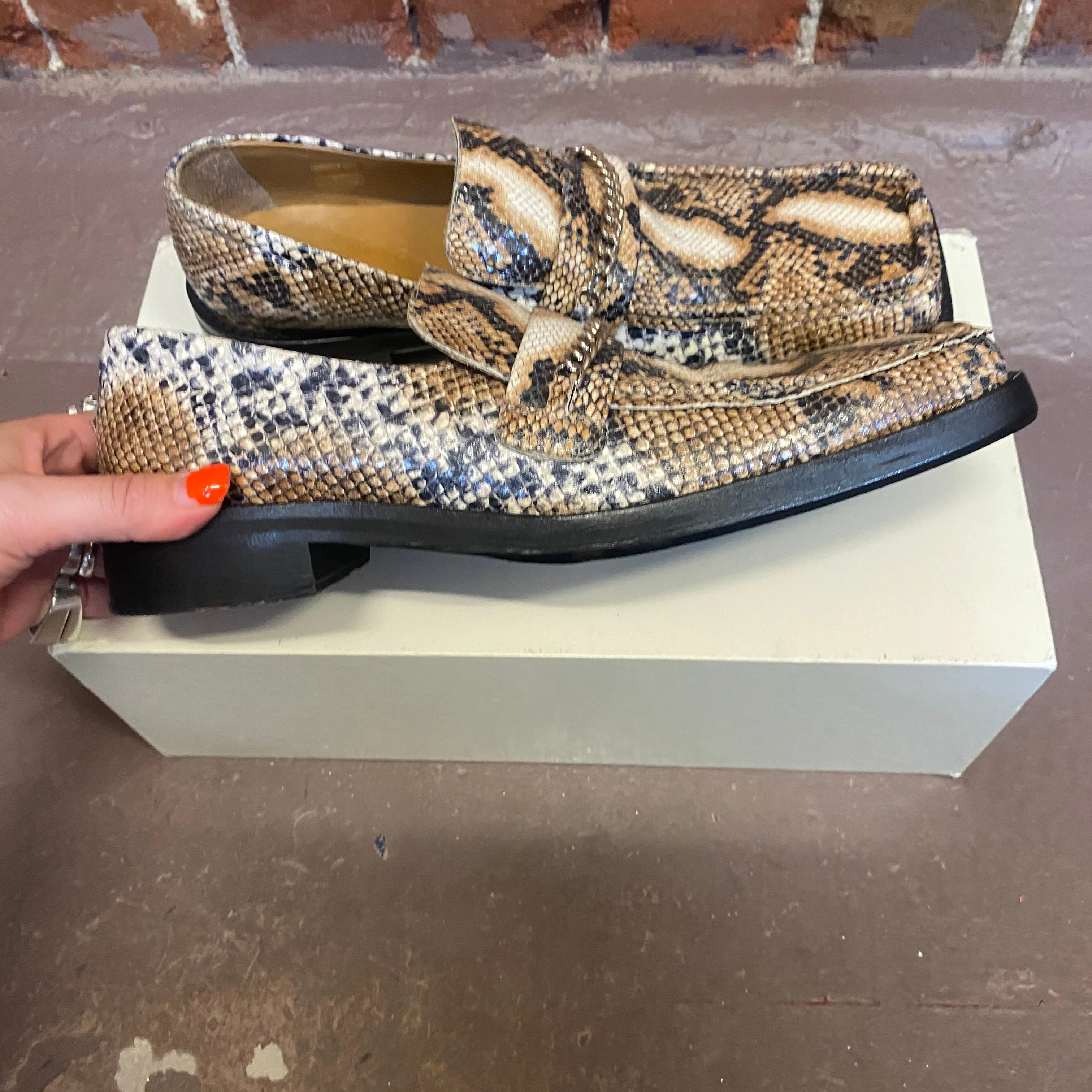 MARTINE ROSE snake print loafers