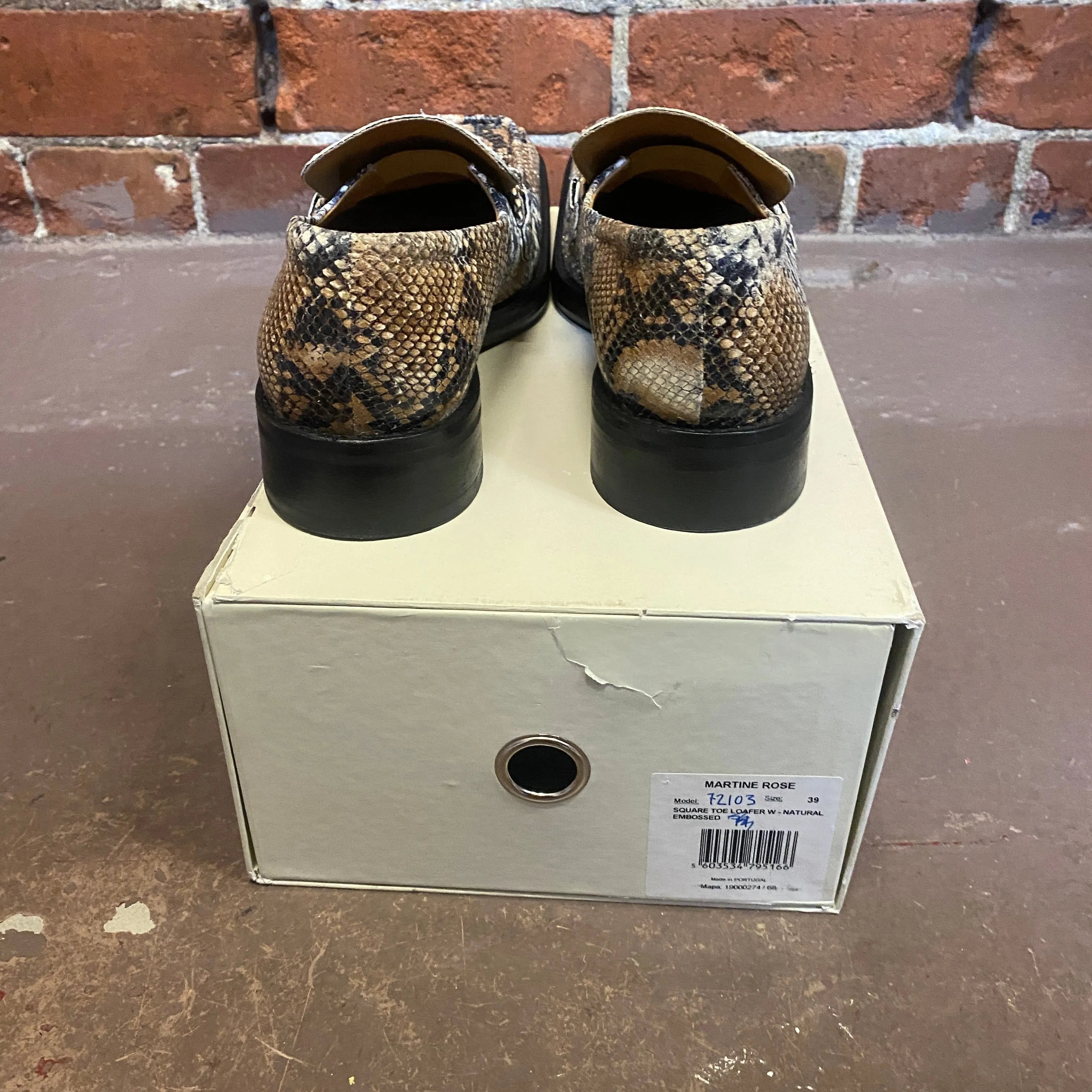 MARTINE ROSE snake print loafers