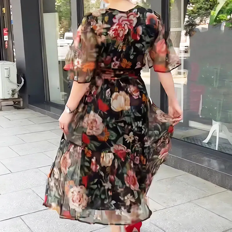 Mary – Elegant Women's Floral Dress