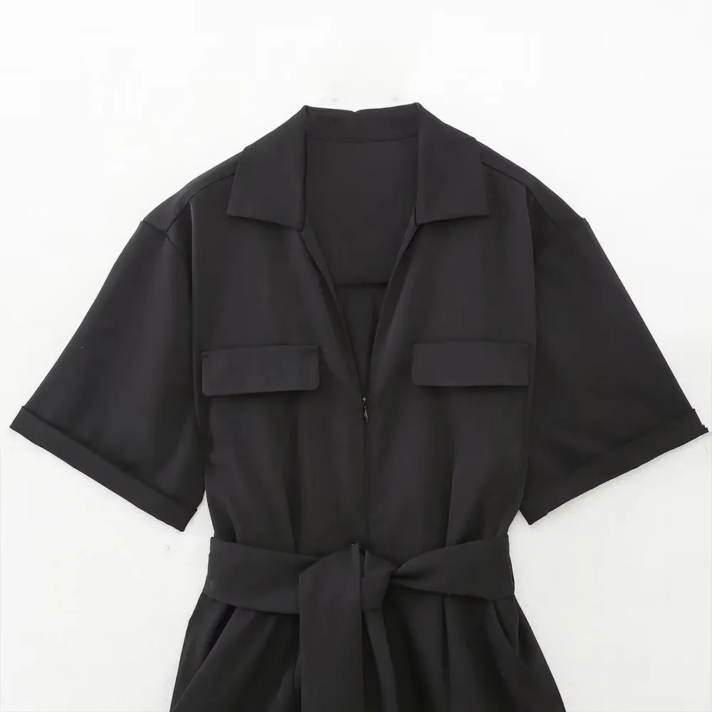 Mary – Fashionable Women's Black Jumpsuit