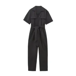 Mary – Fashionable Women's Black Jumpsuit