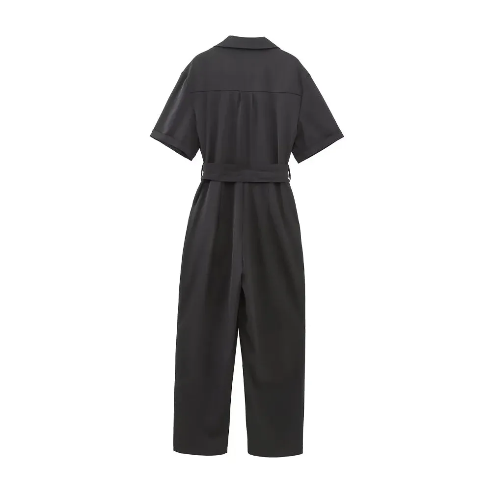 Mary – Fashionable Women's Black Jumpsuit